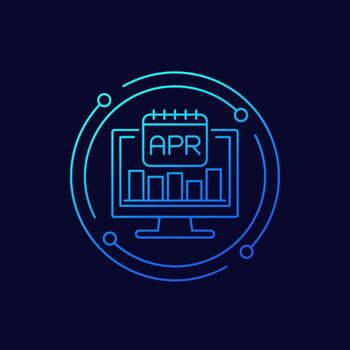 APR, Annual percentage rate icon in linear design vector