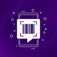 barcode scanner icon with a phone vector