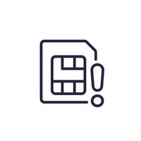 SIM card error line icon vector