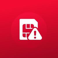 SIM card error icon, warning pictogram vector