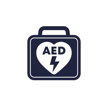AED bag icon, automated external defibrillator vector