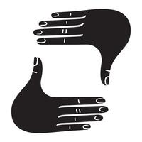 Silhouette of Two Hands Forming a Frame Illustration vector