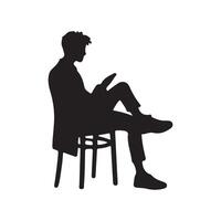 Silhouette of a Man Relaxing and Reading a Book Illustration vector