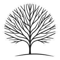Silhouette of a Round Bare Tree Graphic Design Element Winter vector