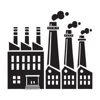 Industrial Factory Silhouette Illustration with Smoking Chimneys vector