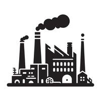 Detailed Silhouette Industrial Factory with Smoke Illustration vector
