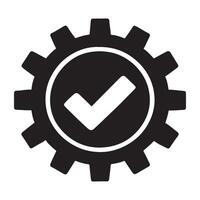 Gear with Checkmark Silhouette Icon for Settings vector