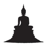 Serene Buddha Statue Silhouette in Meditation Pose Illustration vector