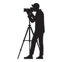 Silhouette of a Male Photographer Using Tripod vector