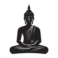 Detailed Buddha Silhouette in Meditation Pose Graphic vector