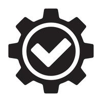 Gear with Check Mark Successful Process Icon vector