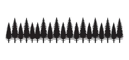 Continuous Line of Pine Trees Silhouette vector