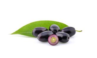 Jambolan plum or Java plum isolated on white background photo