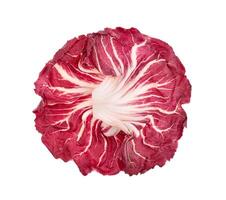 Top view of Radicchio leaf, red salad isolated on white photo