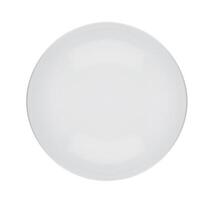 top view of empty ceramic round plate isolated on white background. photo
