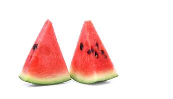 Sliced of watermelon isolated on white background.closeup photo