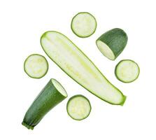 Top view of zucchini isolated on white background photo