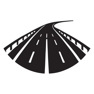 Curving Highway Silhouette Illustration for Travel Concepts