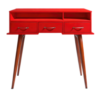 A red desk with three drawers and two legs png
