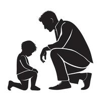 Father and Son Silhouette Illustration A Tender Moment of Connection vector