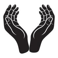 Silhouette of Open Hands A Symbol of Giving and Receiving vector