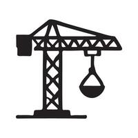 Simple Tower Crane Silhouette Illustration for Construction vector