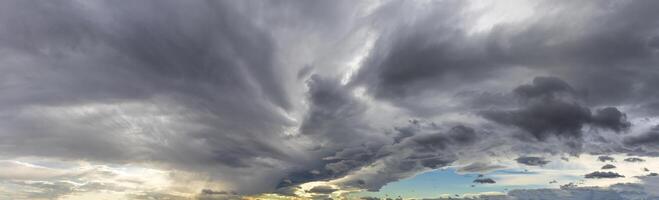 Panoramic view of a stunning sky with stormy clouds photo