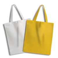 Two Canvas Tote Bag white and yellow isolated transparent background. png