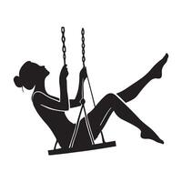 Woman on a Swing Silhouette A Relaxing Summer Scene vector
