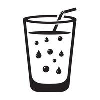 Refreshing Drink in a Glass with Straw vector