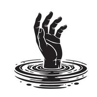 A Silhouette of a Hand Reaching Out of Water vector