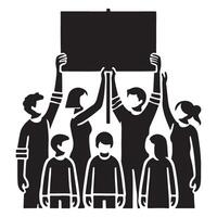 Group Protesting with a Sign Silhouette Illustration vector