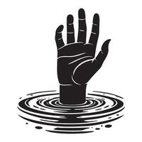 Hand Reaching from Water Silhouette vector