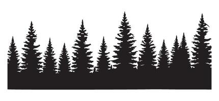 Curved Line of Pine Trees Silhouette vector