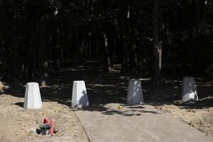 Park renovation. The road from meska to the park. Traffic limiters on the path. photo