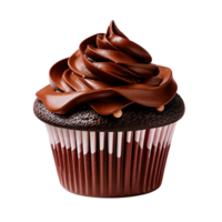 A chocolate cupcake with frosting on top png