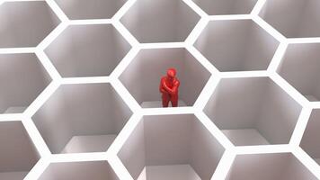 The RED Business man in beehive for abstract or Business concept 3d rendering. photo