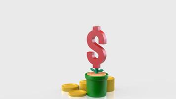 The Red Dollar symbol in Plant for Business concept 3d rendering. photo