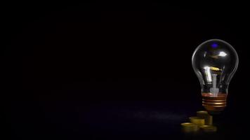 The Light Bulb and coins for Business concept 3d Rendering. photo