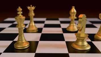 The Gold chess on Board for Business or Board game concept 3d rendering. photo