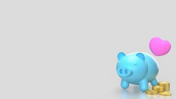 The Piggy Bank and Heart for Saving or earn concept 3d Rendering. photo