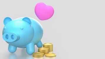 The Piggy Bank and Heart for Saving or earn concept 3d Rendering. photo
