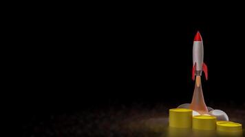 The Rocket and coins for Business or start up concept 3d rendering. photo