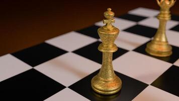 The Gold chess on Board for Business or Board game concept 3d rendering. photo