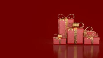 The Red gift box for celebration or holiday concept 3d rendering. photo