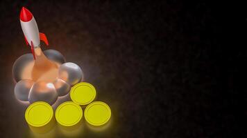 The Rocket and coins for Business or start up concept 3d rendering. photo