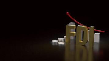 The FDI text and coins for Business concept 3d rendering. photo
