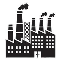 Industrial Factory Silhouette Illustration with Pollution vector