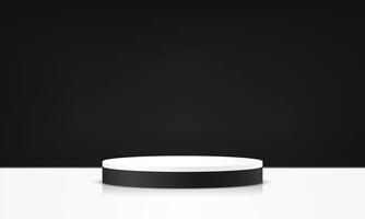 Black and white background 3d with podium. 3D abstract studio room with pedestal podium. Space for selling products on the website. illustration. vector