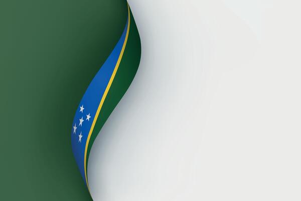 Solomon Islands flag on Waving ribbon